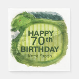 Golf 70th Birthday on Putting green for golfer Napkins