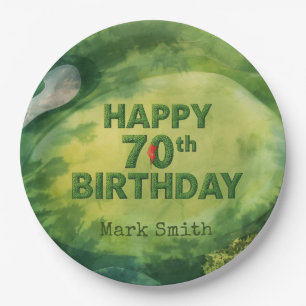 Golf 70th Birthday on Putting green for golfer  Paper Plates
