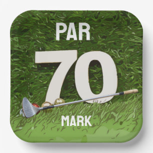 Golf 70th Birthday Par seventy for golfer Paper Plates