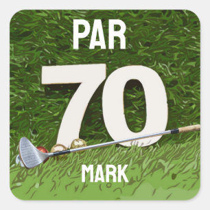 Golf 70th Birthday Par seventy for golfer Square Sticker