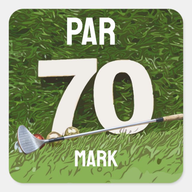 Golf 70th Birthday Par seventy  for golfer Square Sticker (Front)