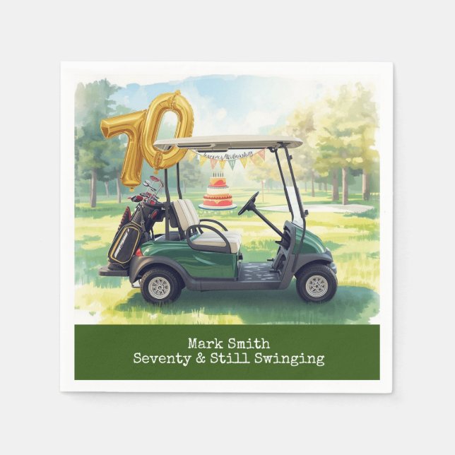 Golf 70th birthday Par Tee Golfer party Napkins (Front)