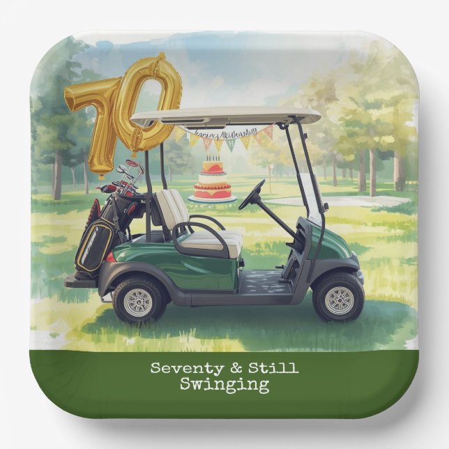 Golf 70th birthday Par Tee Golfer party Paper Plates (Front)