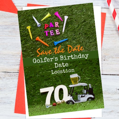 Golf 70th Birthday Party with golf ball tee  Invitation