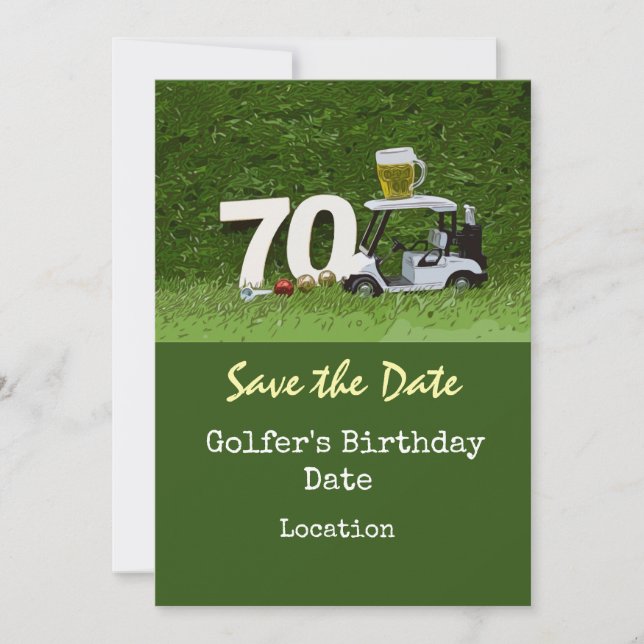 Golf 70th Birthday Party with golf ball tee  Invitation (Front)