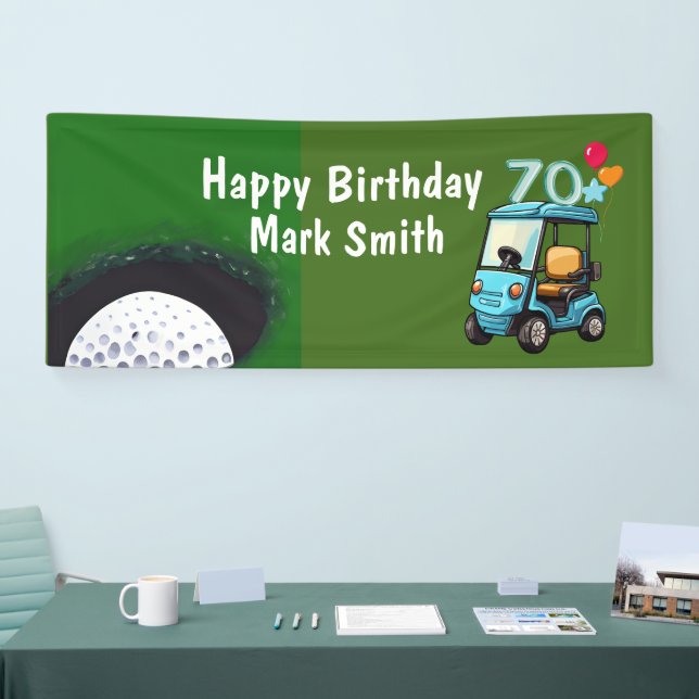 Golf 70th Birthday to Golfer with Golf Cart funny  Banner (Tradeshow)