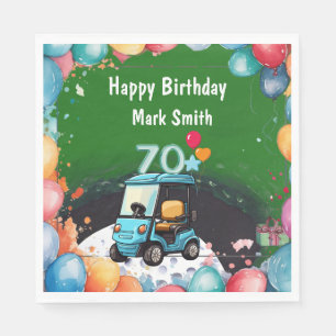 Golf 70th Birthday to Golfer with Golf Cart funny  Napkins