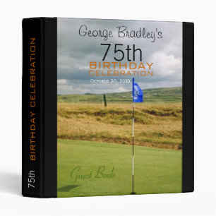 Golf 75th Birthday Celebration Guest Book Binder