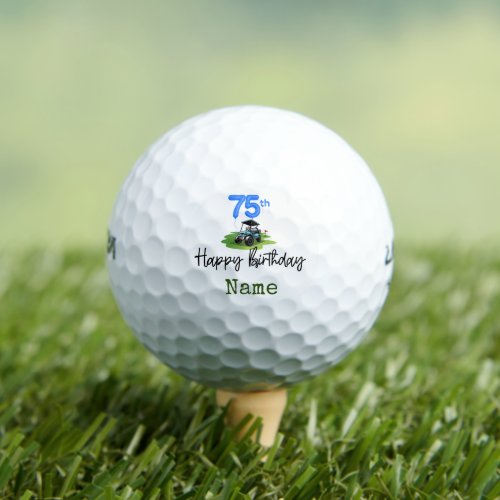 Golf 75th Birthday for golfer with golf cart Golf Balls