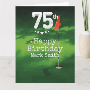 Golf  75th birthday on green grass card
