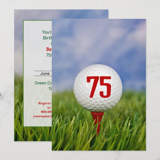 Golf 75th Birthday Party  Invitation (Front/Back)