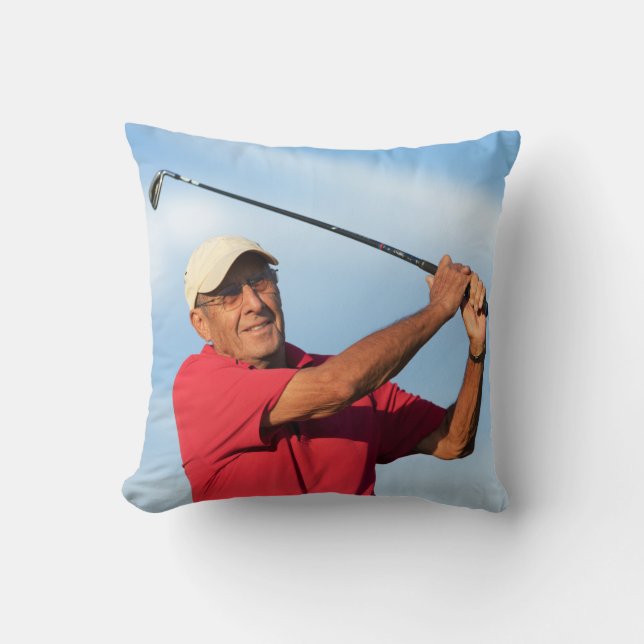 Golf 80th Birthday Anniversary with your own photo Throw Pillow (Front)