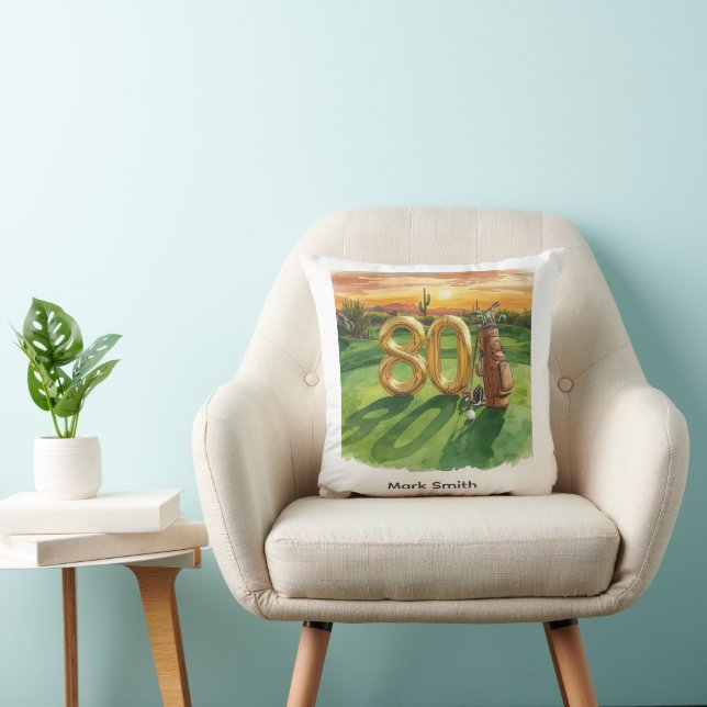 Golf 80th Birthday at Arizona Throw Pillow (Chair)