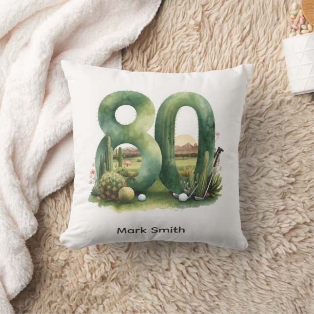 Golf 80th Birthday at Arizona Throw Pillow (Blanket)