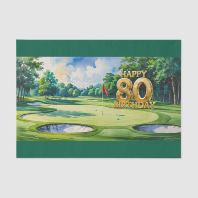 Golf 80th birthday at golf course for golfer tissue paper (Front)