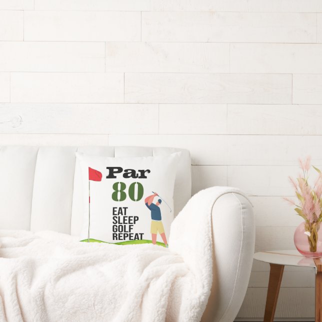 Golf 80th Birthday eat sleep golf repeat Throw Pillow (Couch)