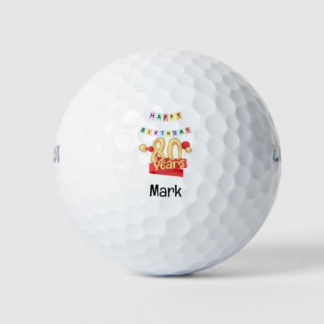 Golf 80th Birthday for Golfer  Balls (Front)