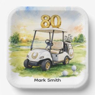 Golf 80th Birthday for Golfer Paper Plates
