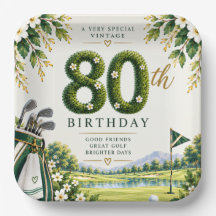Golf 80th Birthday Green Watercolor Golf Course