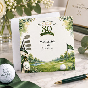 Golf 80th Birthday Invitation