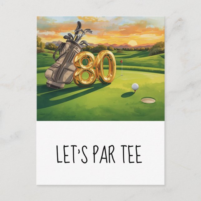 Golf 80th Birthday Party Let's par tee Postcard (Front)
