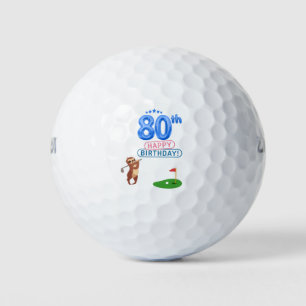 Golf 80th Birthday Sloth golfer at Flag Golf Balls