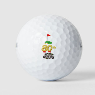 Golf 80th Birthday to You with Golf Flag Balls