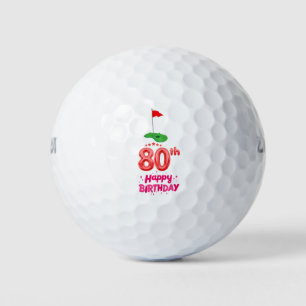Golf 80th Birthday to You with Golf Flag Balls
