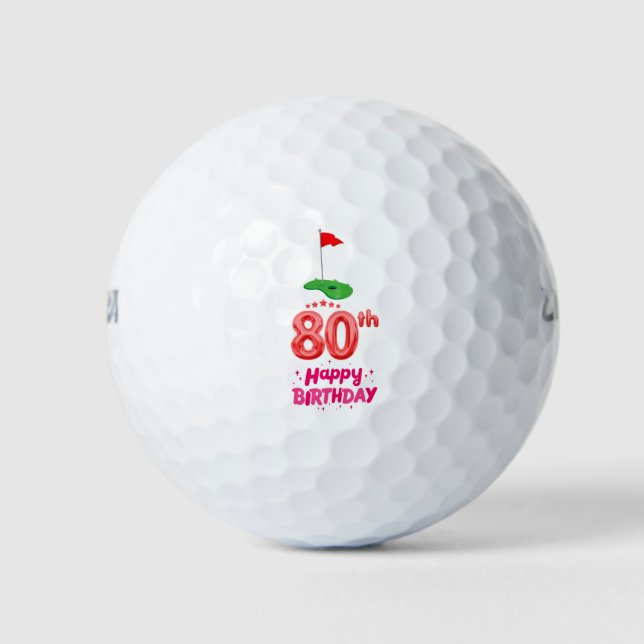 Golf 80th Birthday to You with Golf Flag  Balls (Front)