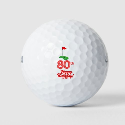 Golf 80th Birthday  to You with Golf Flag  Golf Balls