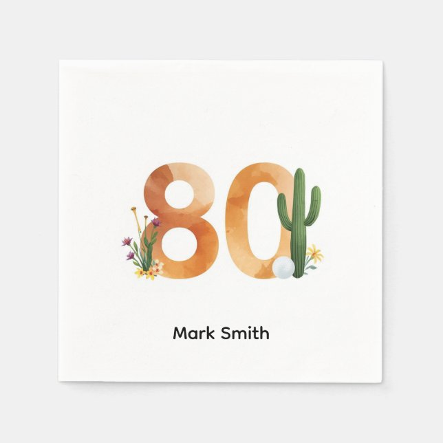 Golf 80th Birthday with golf ball  Arizona golfer Napkins (Front)