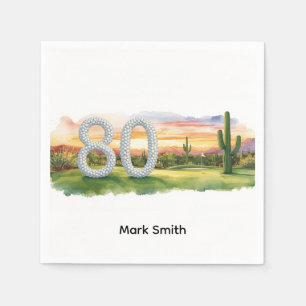 Golf 80th Birthday with golf ball Arizona golfer Napkins