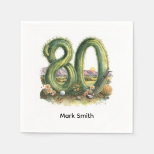 Golf 80th Birthday with golf ball Arizona golfer Napkins