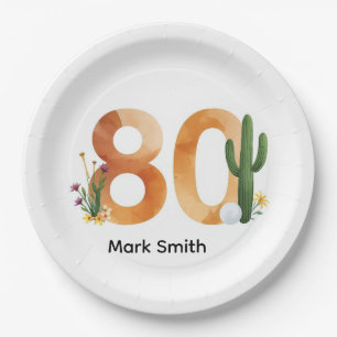 Golf 80th Birthday with golf ball Arizona golfer Paper Plates