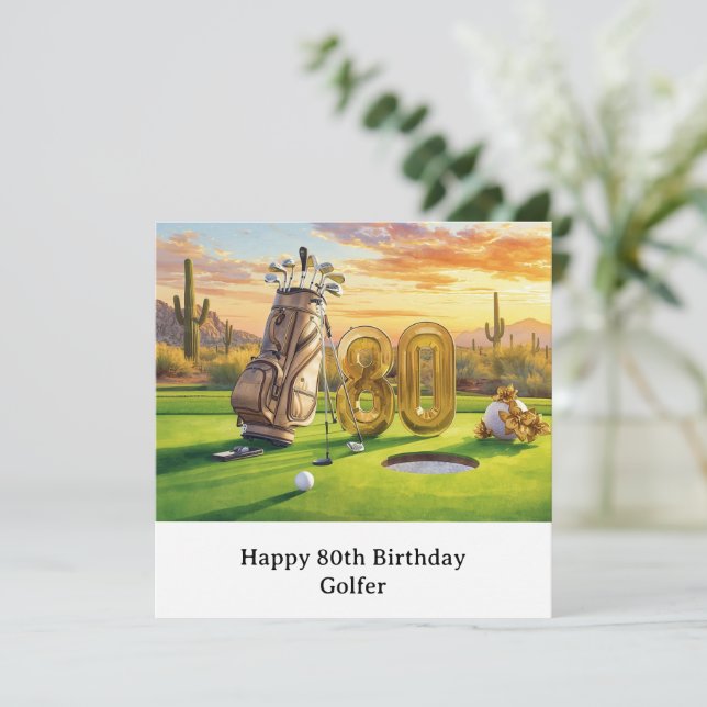 Golf 80th Birthday with golf ball for golfer Card (Standing Front)