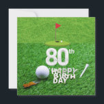 Golf 80th Birthday with golf ball for golfer Card<br><div class="desc">Celebrate someone's 80th birthday with this special golf-themed greeting card. The card features a vibrant design with a golf ball, perfect for any golf enthusiast. It's a great way to show your love and appreciation for the birthday celebrant's passion for golf. Whether they are a seasoned golfer or just enjoy...</div>