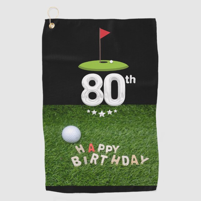 Golf  80th eighty years old golfer birthday towel (Front)
