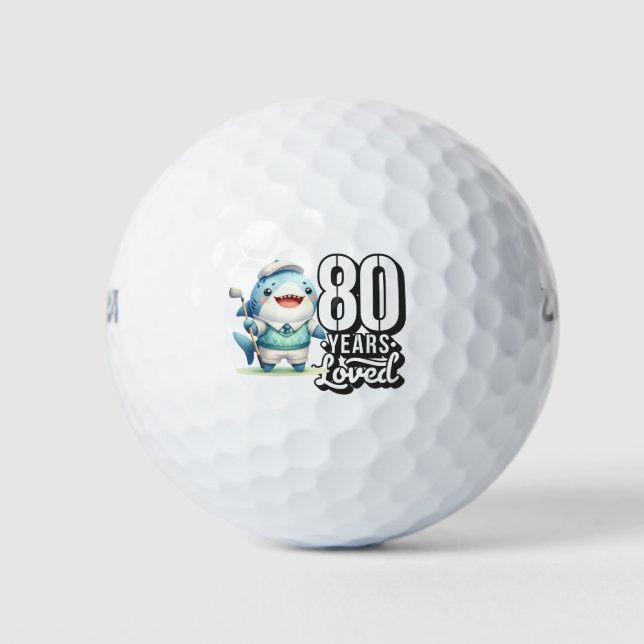 Golf 80th year eighty birthday animal golfer balls (Front)