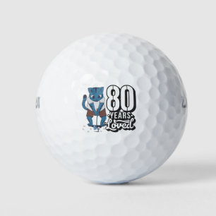 Golf 80th year eighty birthday to cat golfer balls