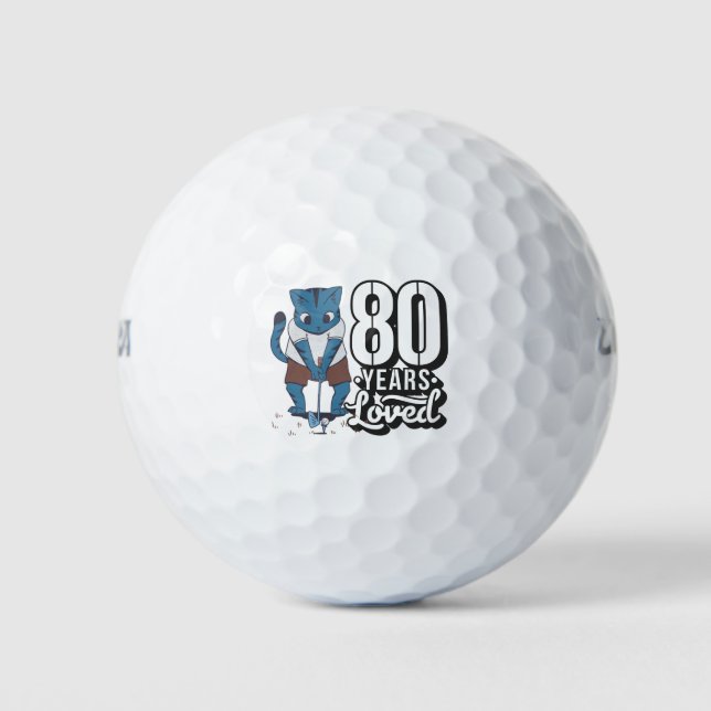 Golf 80th year eighty birthday to cat  golfer  golf balls (Front)