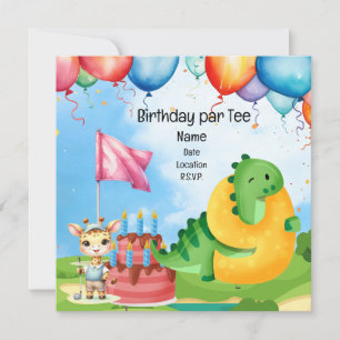 Golf 9th Birthday theme for kid golfer Party Invitation