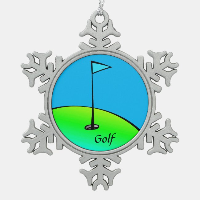 Golf Abstract Design Snowflake Pewter Ornament