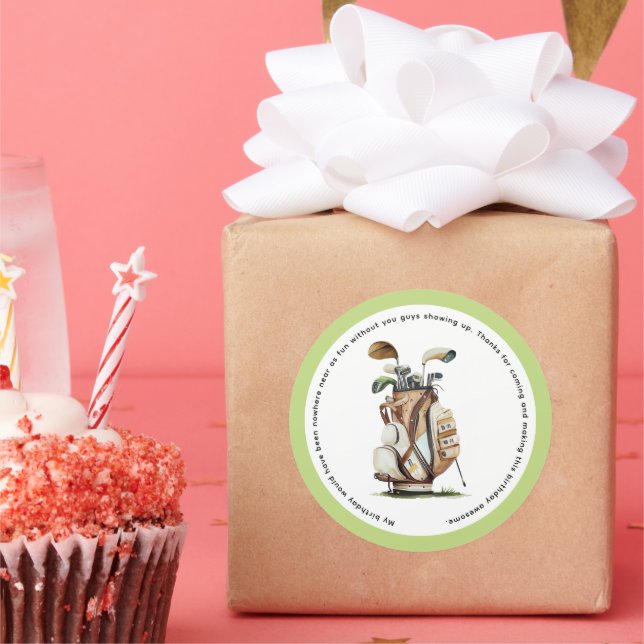 Golf Adult Birthday Thank you Personalized Classic Round Sticker (Party)