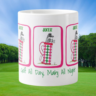 Golf All Day, Mahj All Night Personalized Mahjong Giant Coffee Mug
