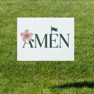 Golf Amen Pink Golf Tournament Birthday Party Girl Sign