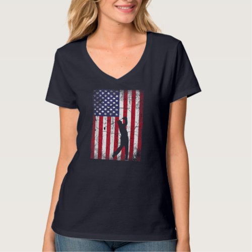 Golf American Flag 4th of July men women gift T_Shirt