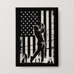 Golf American Flag Gifts Birthday Father's Day Button