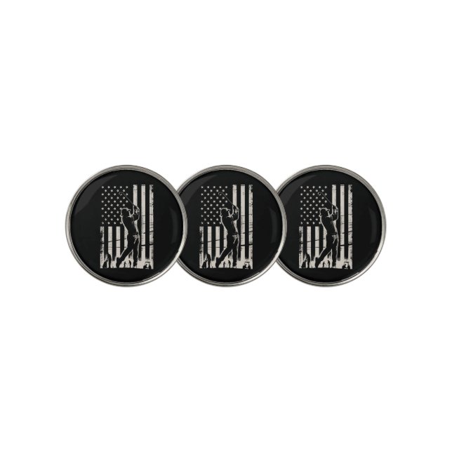 Golf American Flag Gifts Birthday Father's Day  Golf Ball Marker (3 Up)