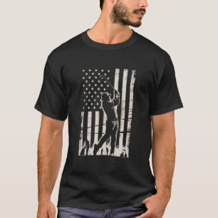Golf American Flag Gifts Birthday Father's Day  T-Shirt