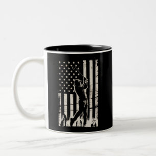 Golf American Flag Gifts Birthday Father's Day  Two-Tone Coffee Mug